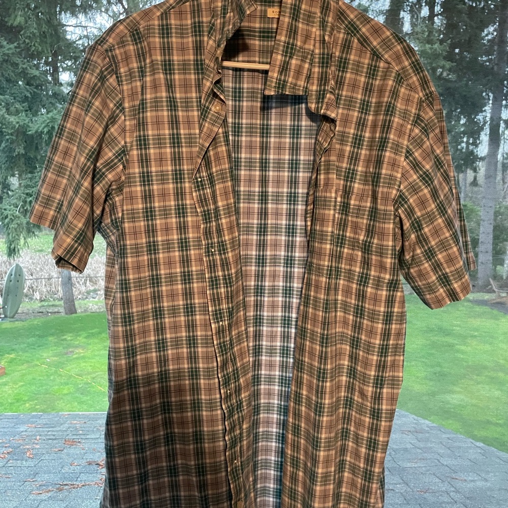 Sonoma Men's Plaid Button Down Shirt - Blue and Green